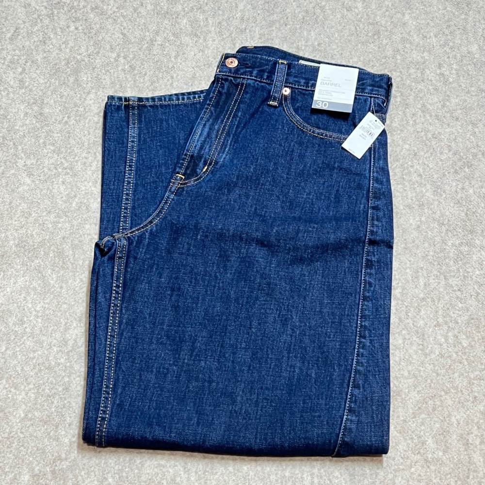 Gap High Rise Barrel Jeans Womens 30 Short Dark Indigo Denim 100% Cotton NWT